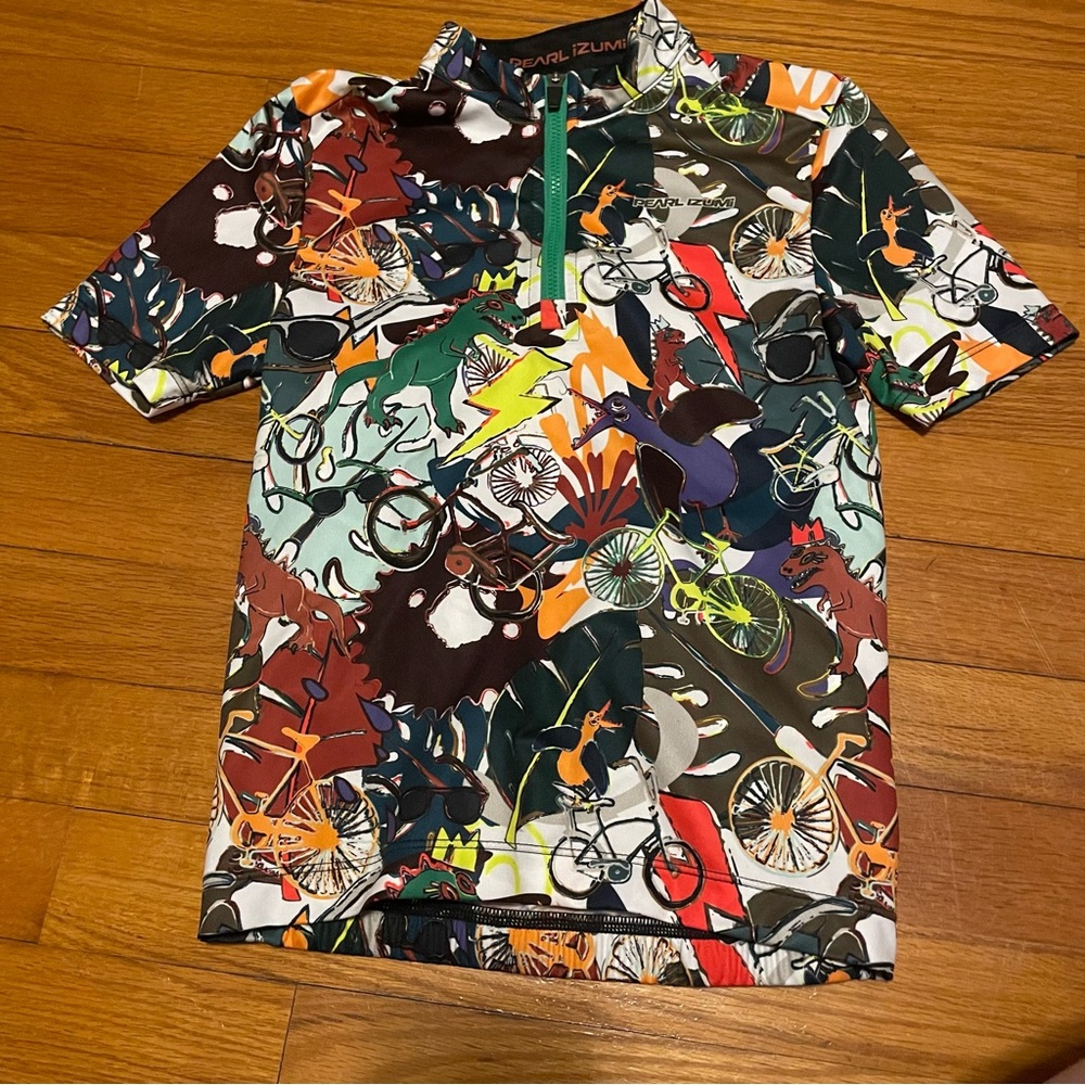 Pearl Izumi Kid’s Small Multicolor Pop Art Graphic Cycling Biker Jersey Pockets